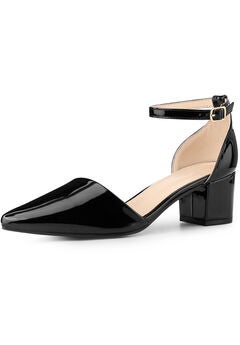 Pointed Closed Toe Heels Low Chunky Heel Pumps