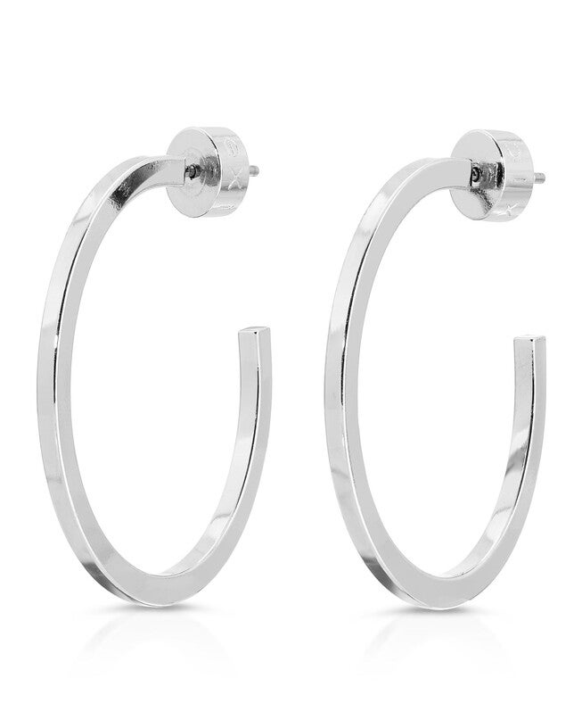 1 inches Ava Hoops Silver, Silver / Silver, hi-res image number 0