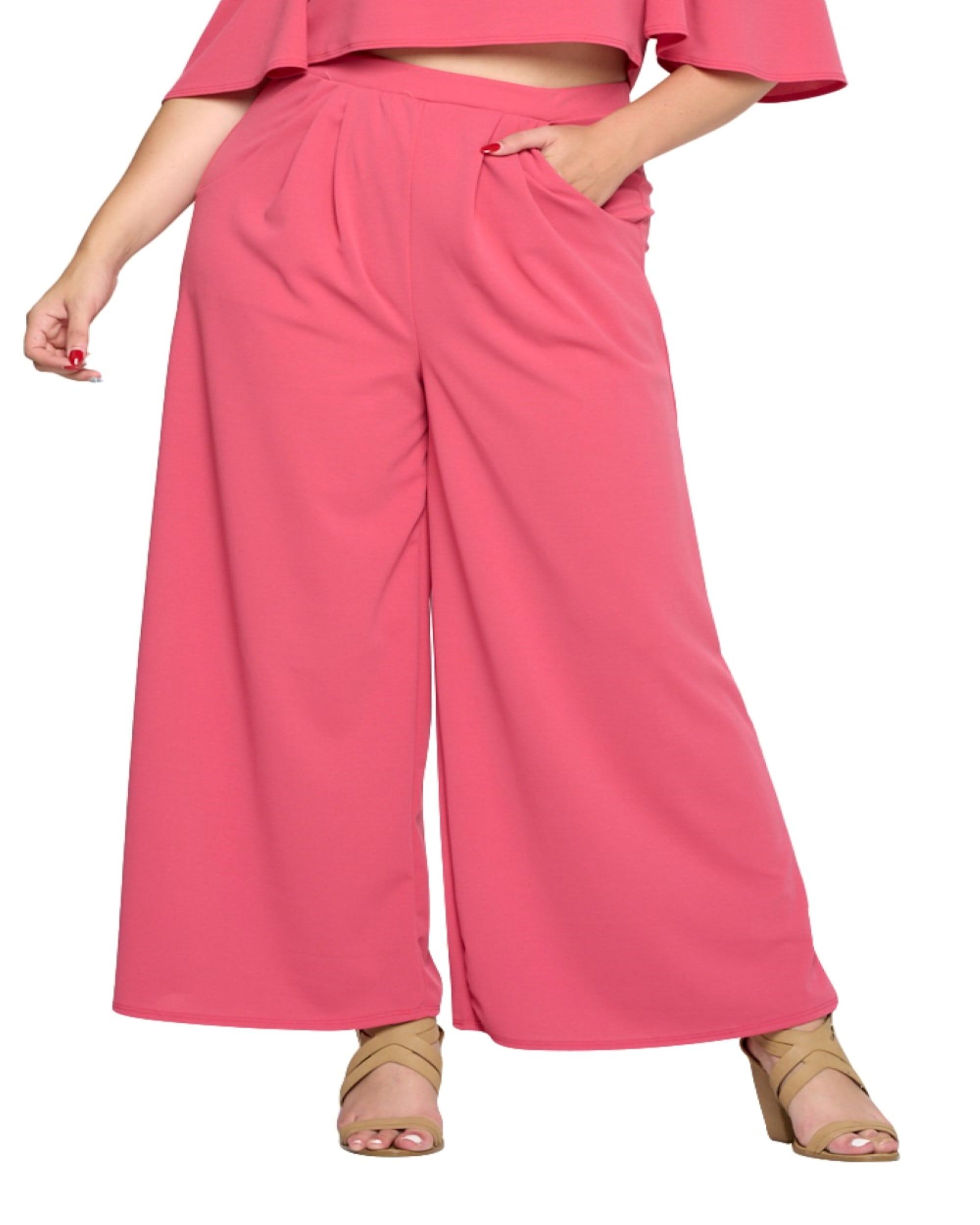 RACHEL WIDE LEG POCKET PANTS, Tropical Pink / Pink, hi-res image number 0