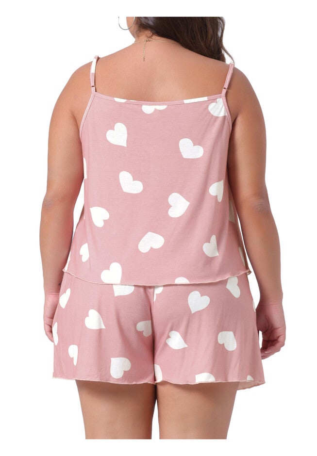 Strawberry Pattern Cami Shorts Sleepwear Set, Light Pink / Pink, alternate image number 3