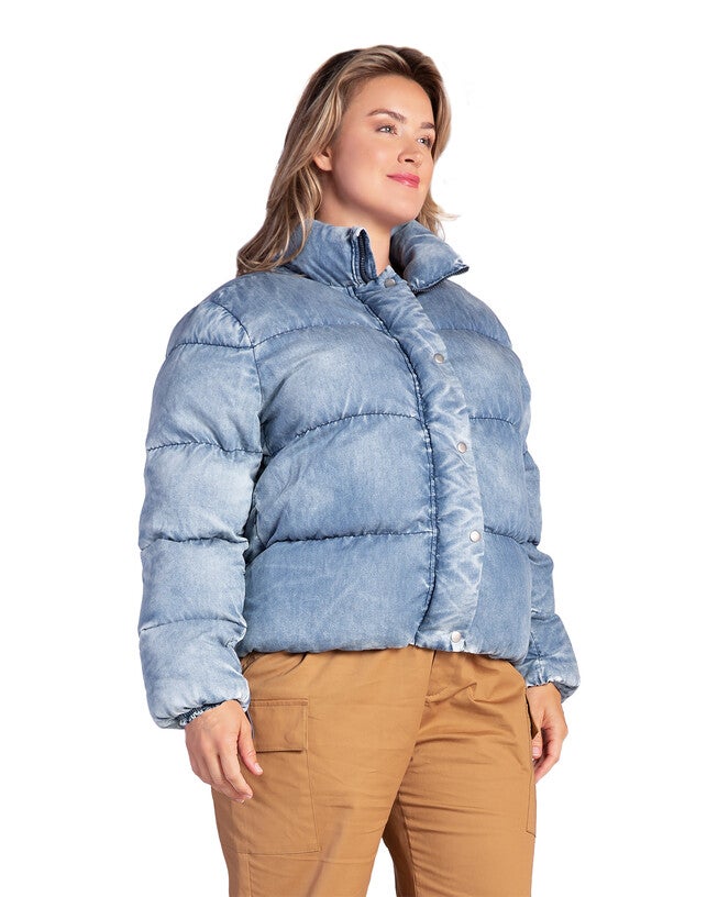 Polaris Womens Plus Size Indigo Tencel Puffer Jacket, , alternate image number null