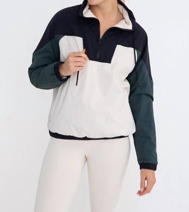 DASH COLOR BLOCK 1/4 ZIP PULLOVER JACKET, Green / Forest Green, hi-res image number 0