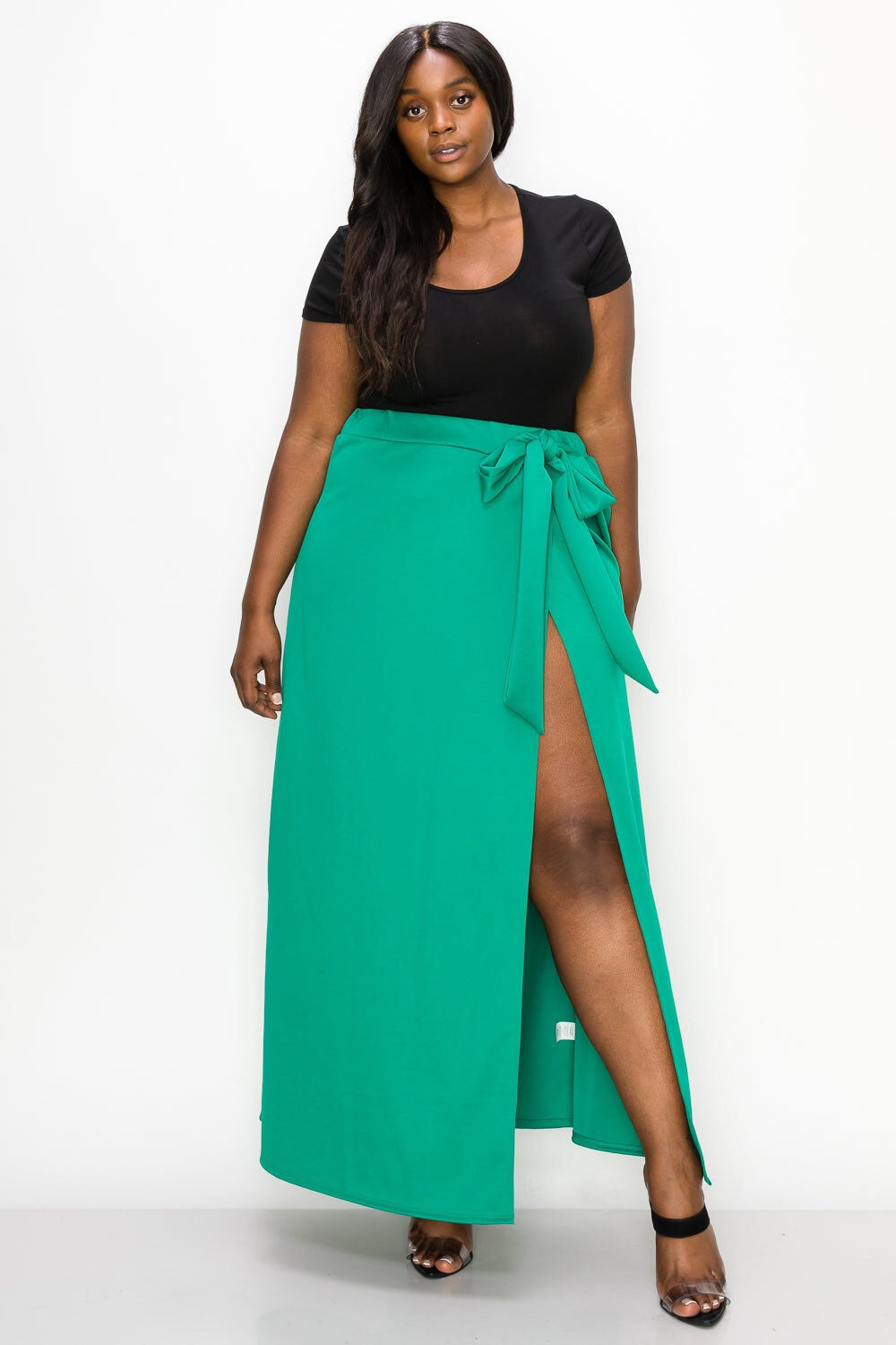 KELSEY WRAP MAXI SKIRT, Emerald / Forest Green, hi-res image number 0