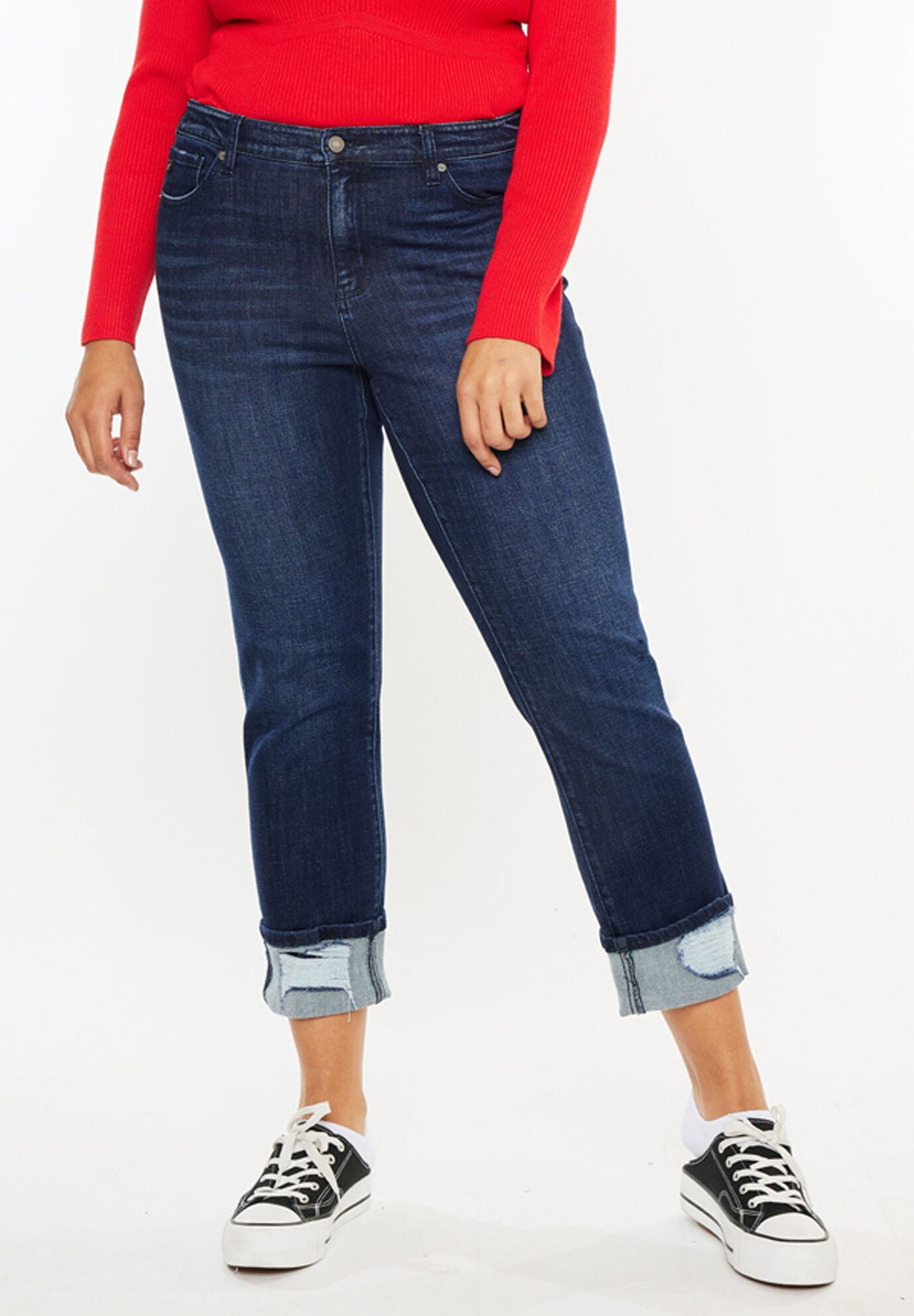 Raven Mid Rise Skinny Straight (Plus Size), Dark Wash / Dark Wash, alternate image number 3