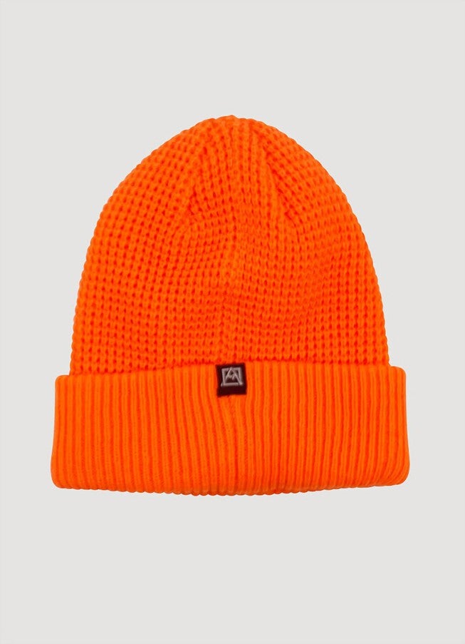 CAMPING WAFFLE KNIT CUFFED BEANIE IN ORANGE, , alternate image number 2