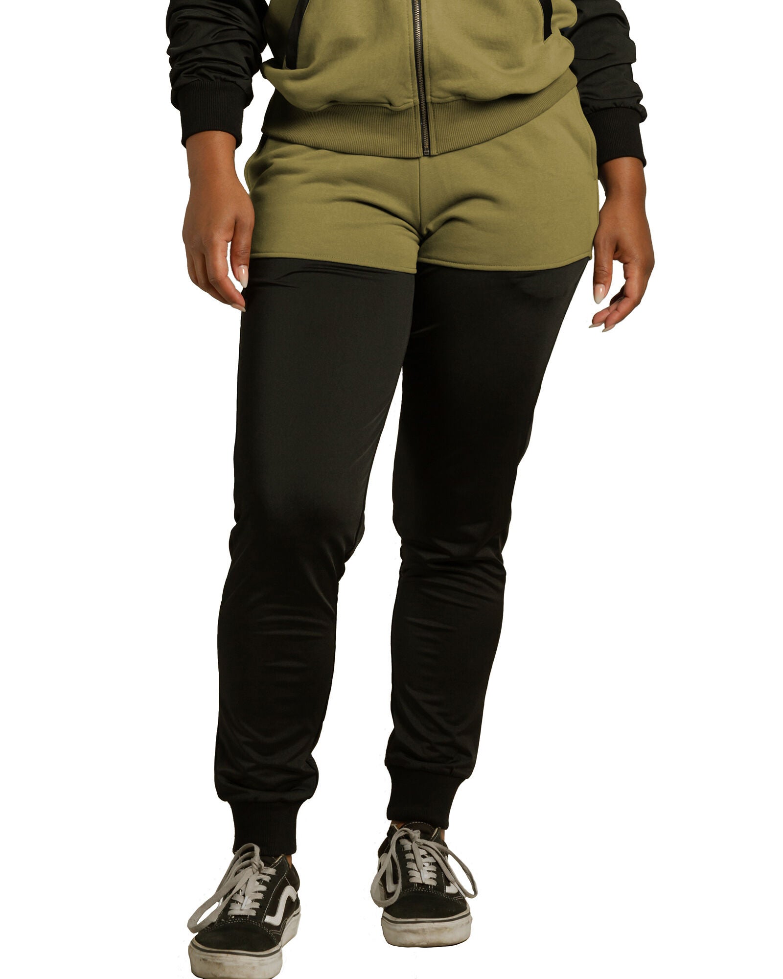 Billie Women&#39;s Plus Size Contrast Blocked Jogger, Light Olive / Olive Green, hi-res image number 0