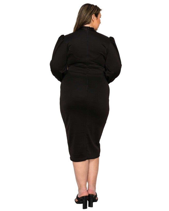 Anastasia Tie Neck Dress, Black / Black, alternate image number null