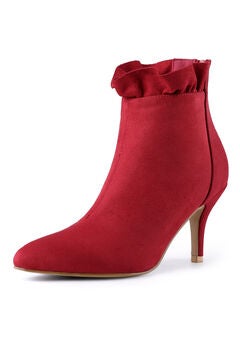 STILETTO HEEL RUFFLE ANKLE BOOTS