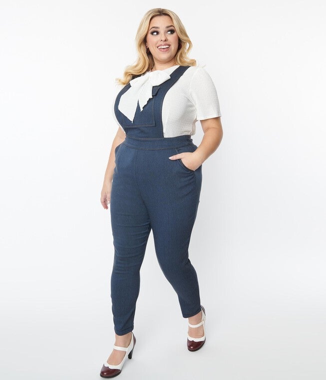 Unique Vintage Dark Denim Overalls, Blue / Dark Wash, alternate image number null