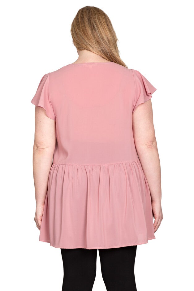 High-Low Hem Tunic Blouse, Dusty Pink / Pink, alternate image number 1