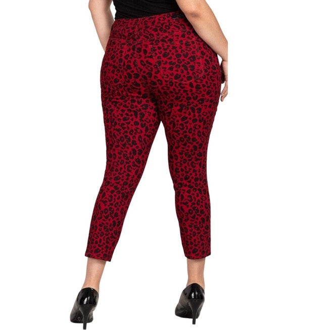 LEOPARD PRINT JEANS, Red / Red, alternate image number null