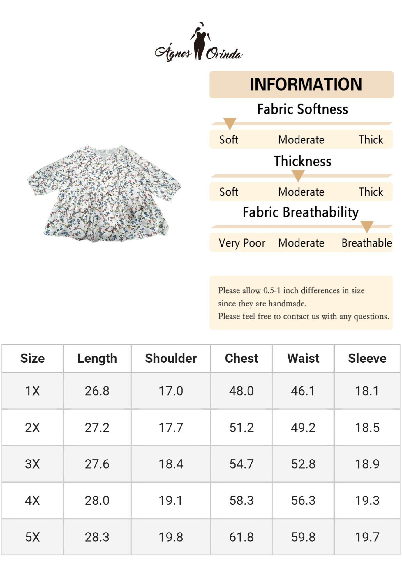 3/4 Sleeves Babydoll Chiffon Keyhole Floral Flowy Top Blouse, White / White, alternate image number 4