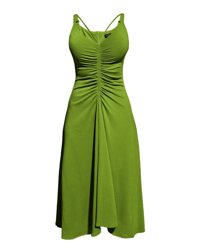 MADDY DRESS, Peridot Green / Olive Green, alternate image number 3