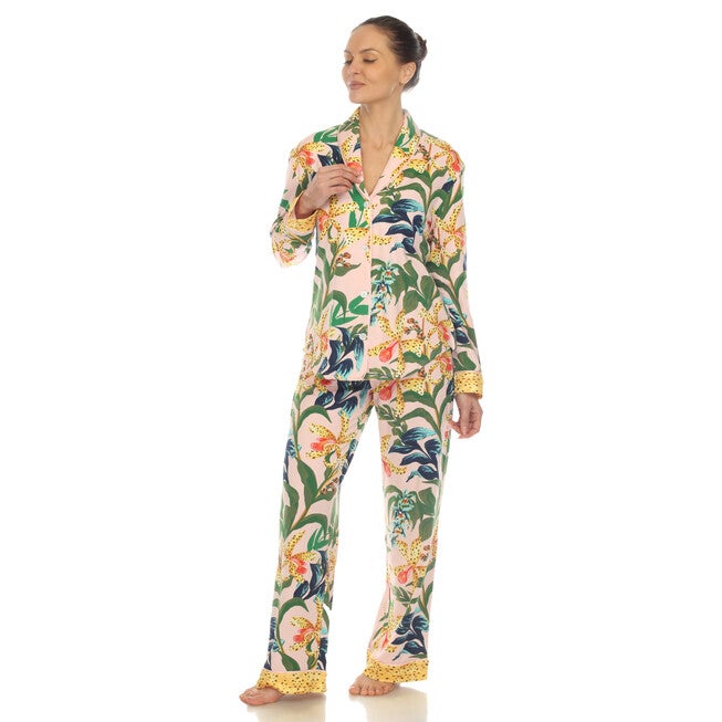 Two Piece Wildflower Print Pajama Set, Pink / Pink, alternate image number null