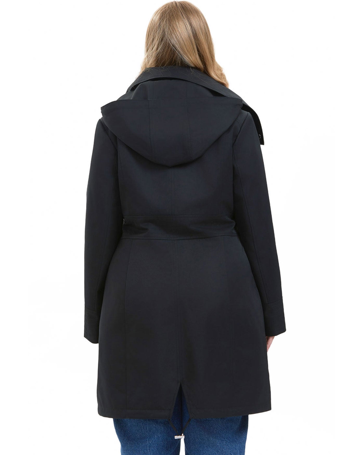 Mid-Length Hooded Anorak Jacket, Black, alternate image number 4