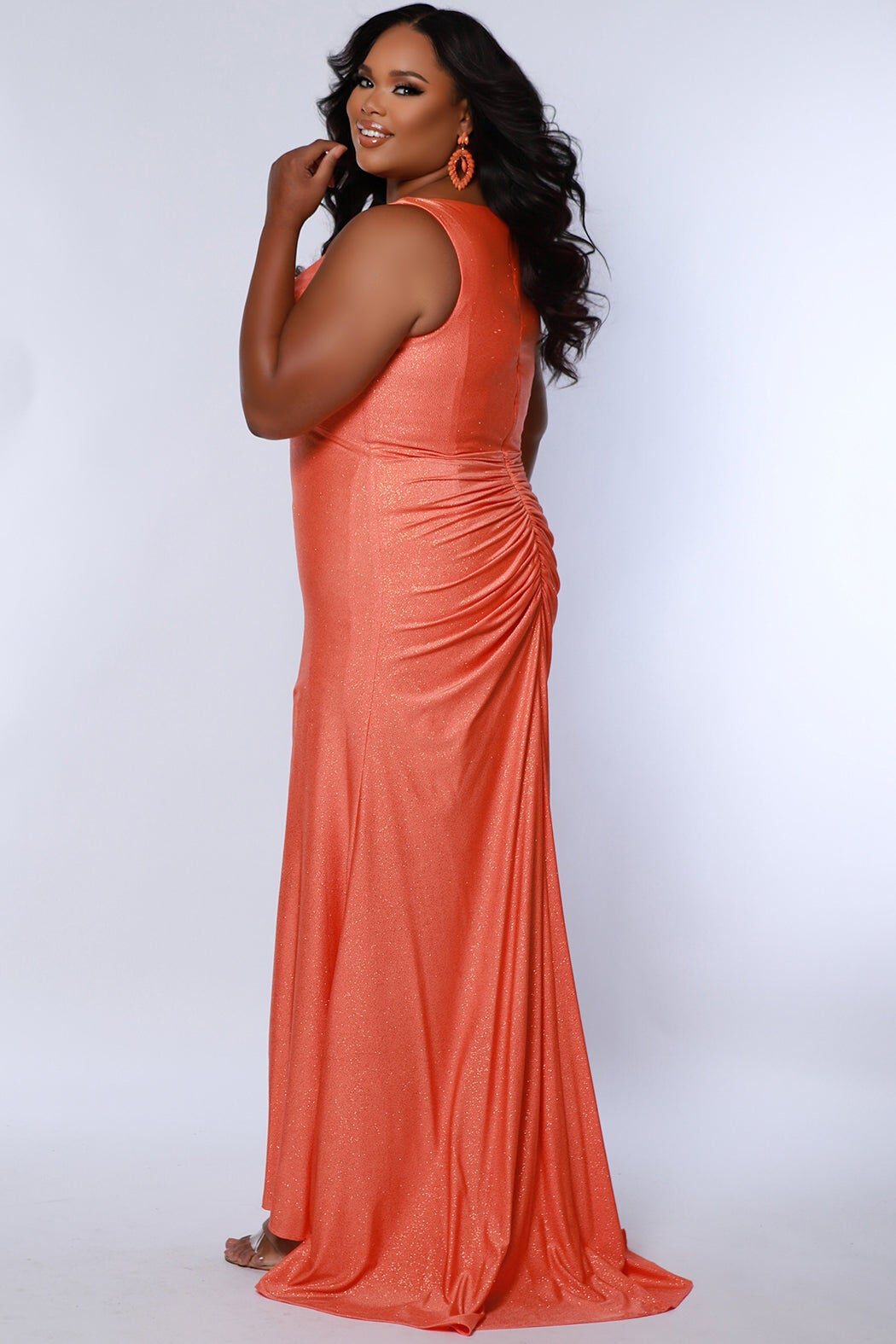 VALLEY GIRL EMPIRE FORMAL GOWN, Tangerine / Orange, alternate image number 1