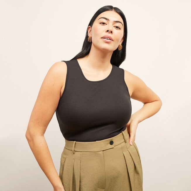 Paige Tank - Ribbed Pima Cotton, Black / Black, alternate image number 1
