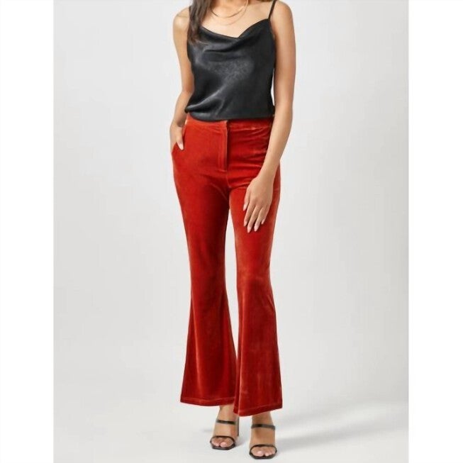 Velvet Flare Trousers In Sunset (Orange), Sunset Orange / Orange, hi-res image number 0