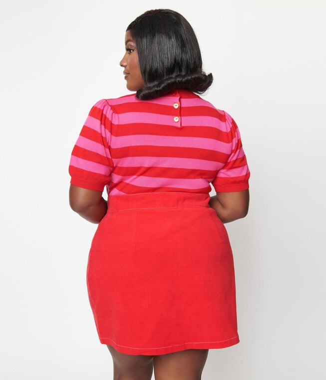 Smak Parlour Pink & Red Heart Match Game Mini Skirt, Pink and Red Heart / Pink, alternate image number null