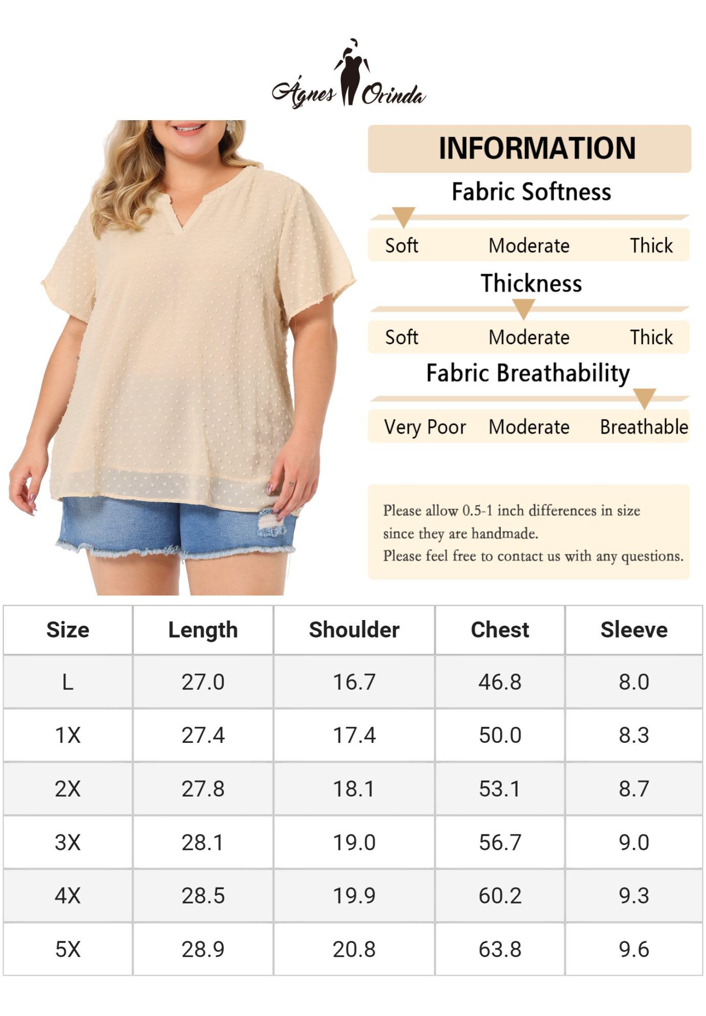 Swiss Dots Notched Neck Short Sleeve Basic Blouse, Beige / Beige, alternate image number 4