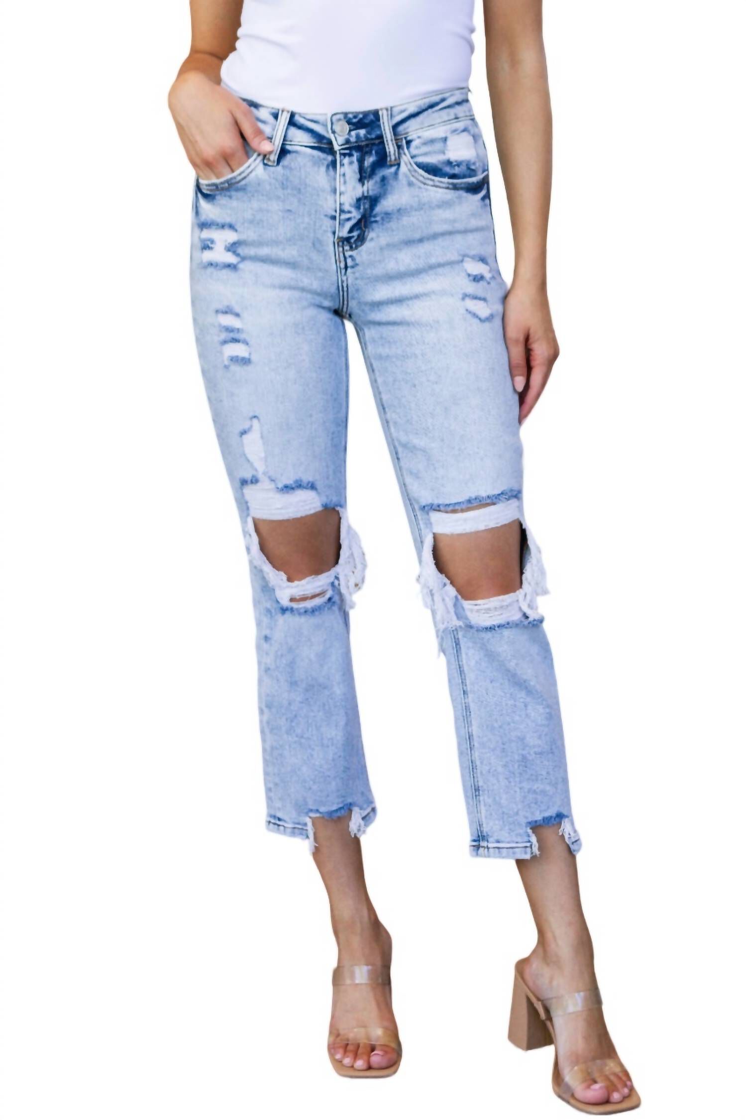 HIGH RISE CROP STRAIGHT JEANS, Acid Wash / Azure Blue, hi-res image number 0