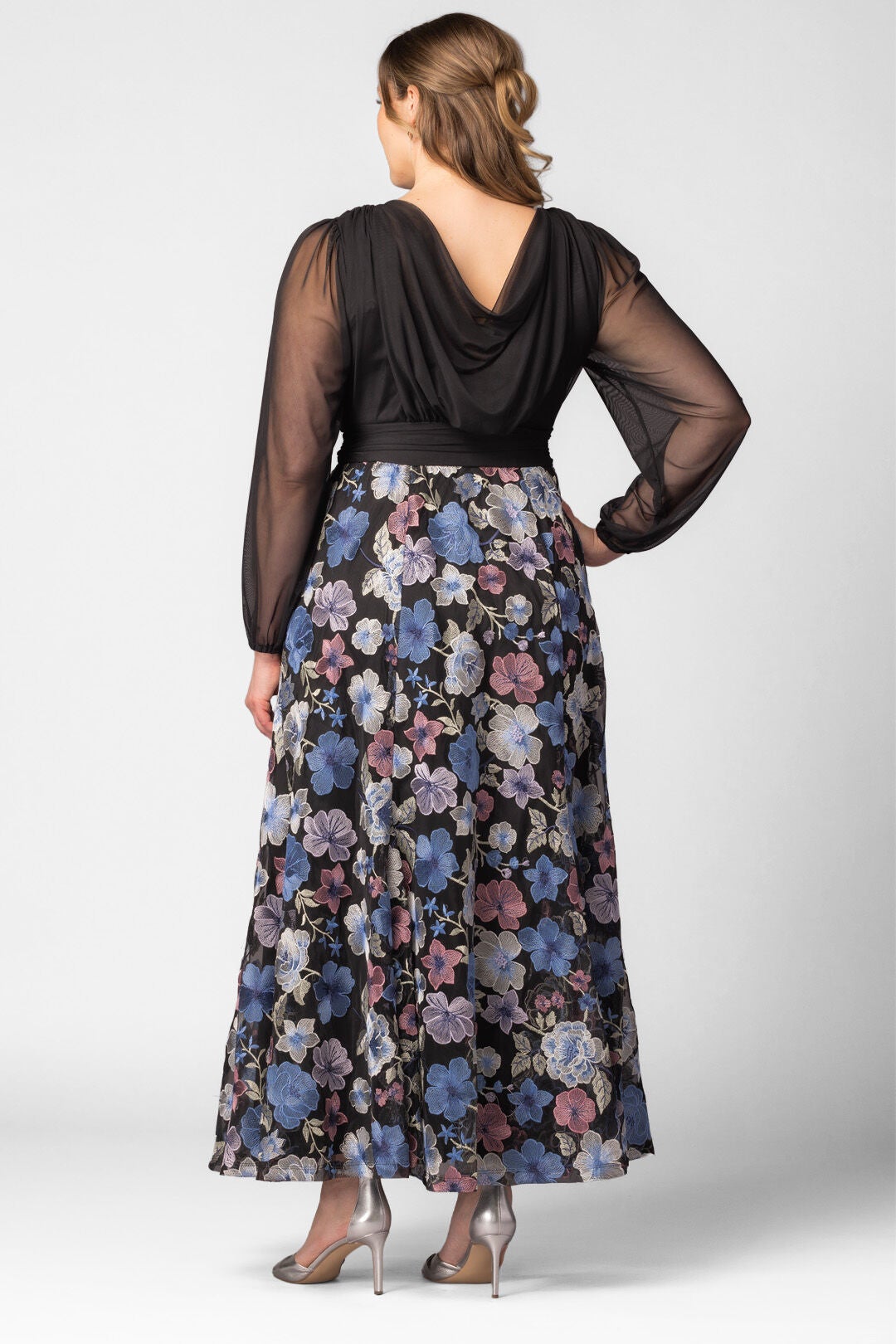 Isabella Embroidered Mesh Gown, Floral Frolic / Black, alternate image number 1