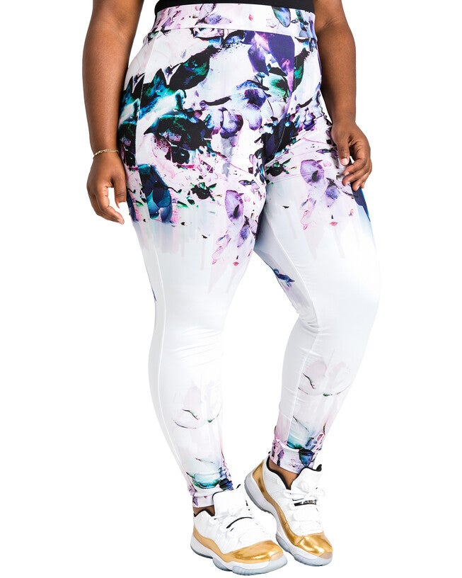 Lena Floral Print Activewear Tracksuit Leggings, Multicolored / White, alternate image number 2