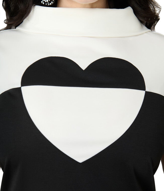 Smak Parlour Plus Size Black & White Color Block Heart Shift Dress, Black / Black, alternate image number 1