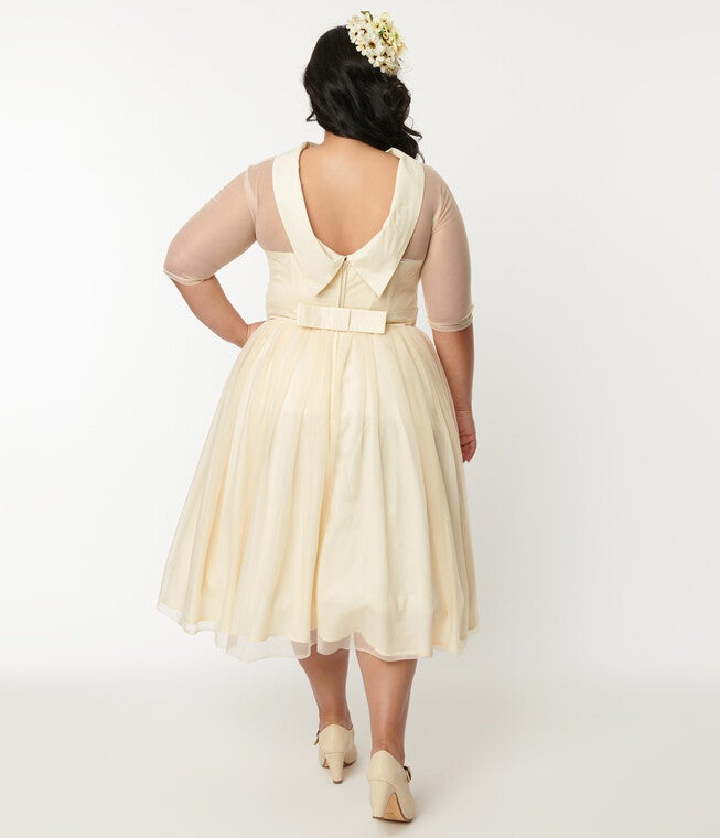 Unique Vintage Ivory Chiffon Lille Wedding Dress, Ivory / Ivory, alternate image number null