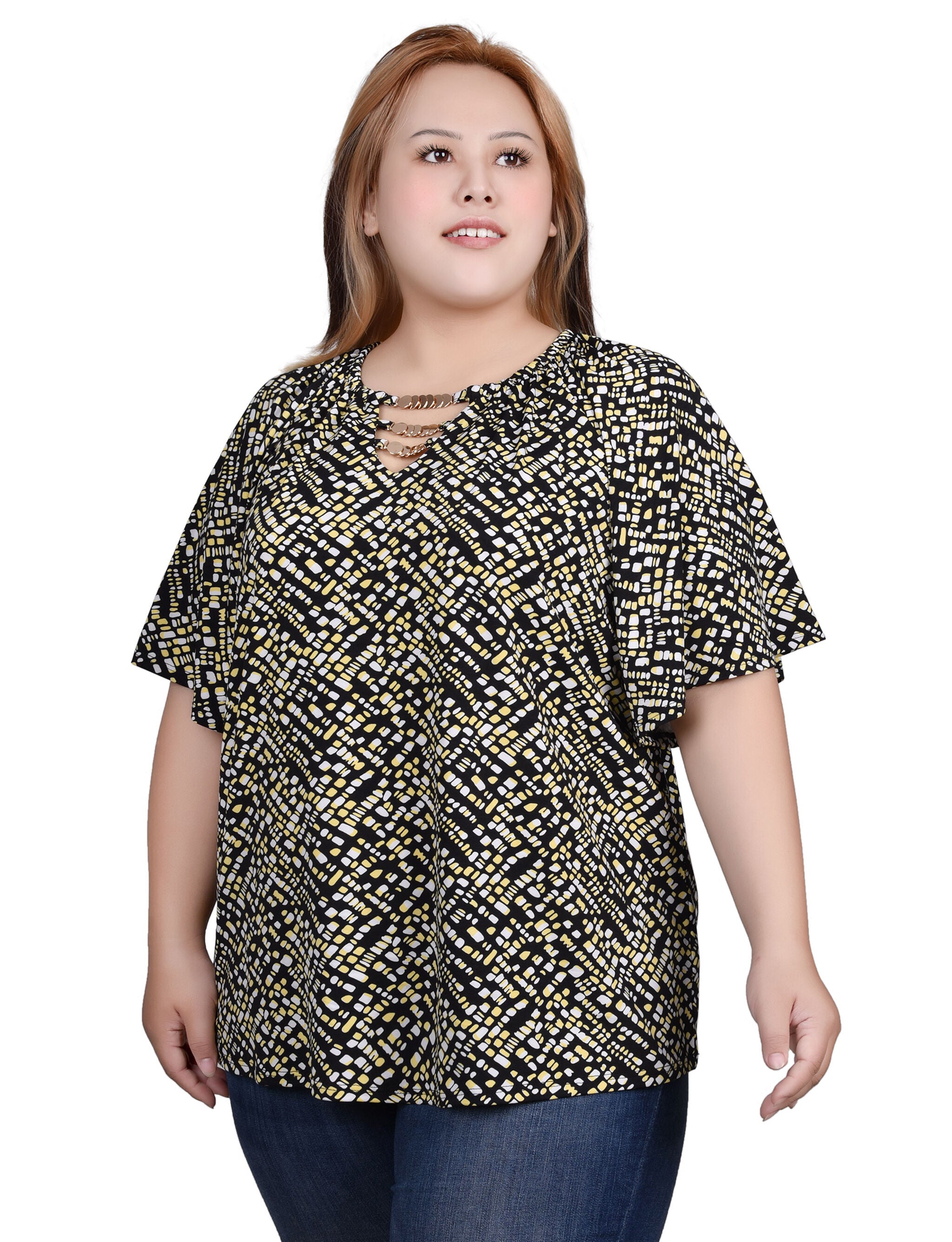 Raglan Sleeve Top With Chain Details, , alternate image number 6