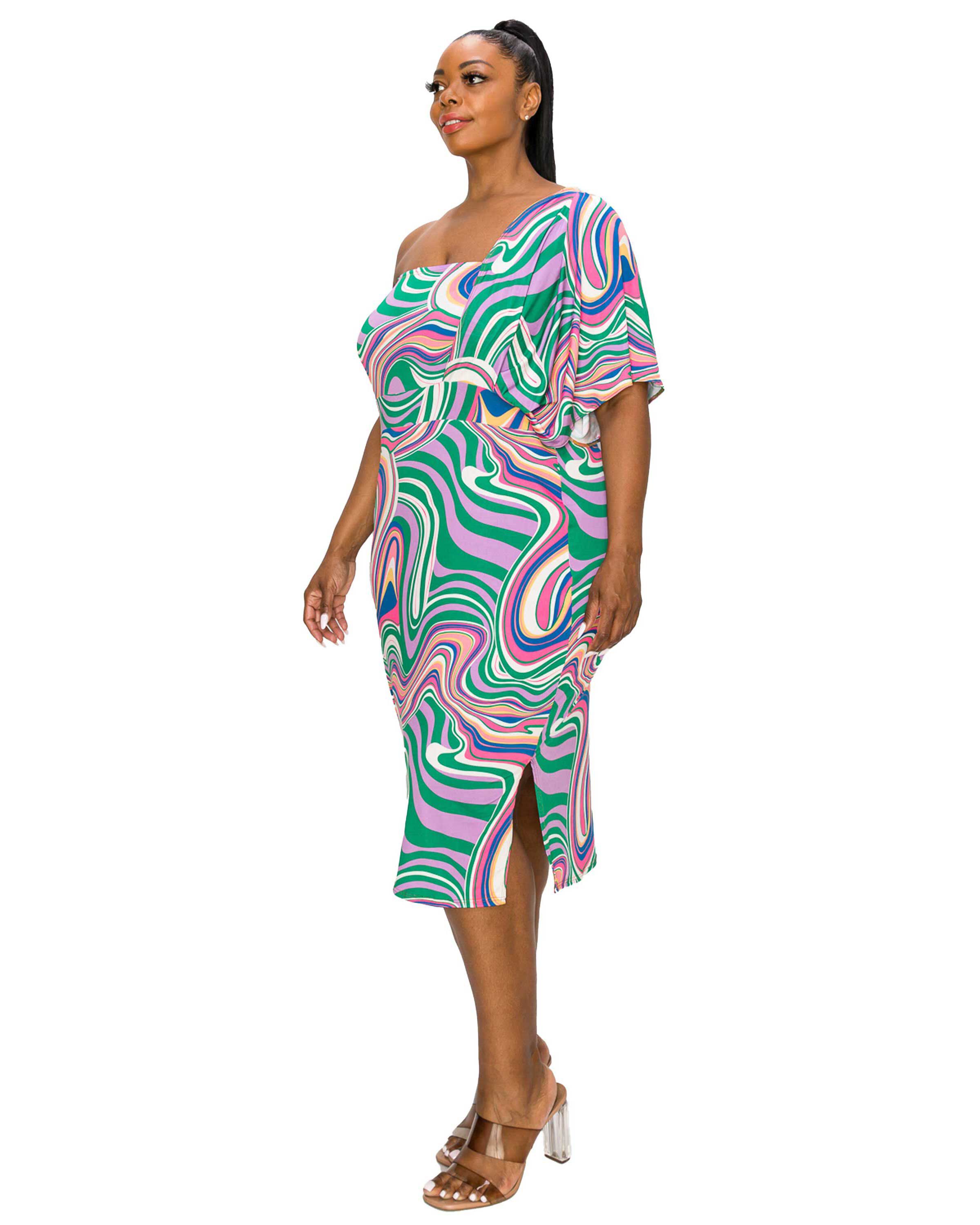WANDA ONE SHOULDER MIDI DRESS, , alternate image number 5