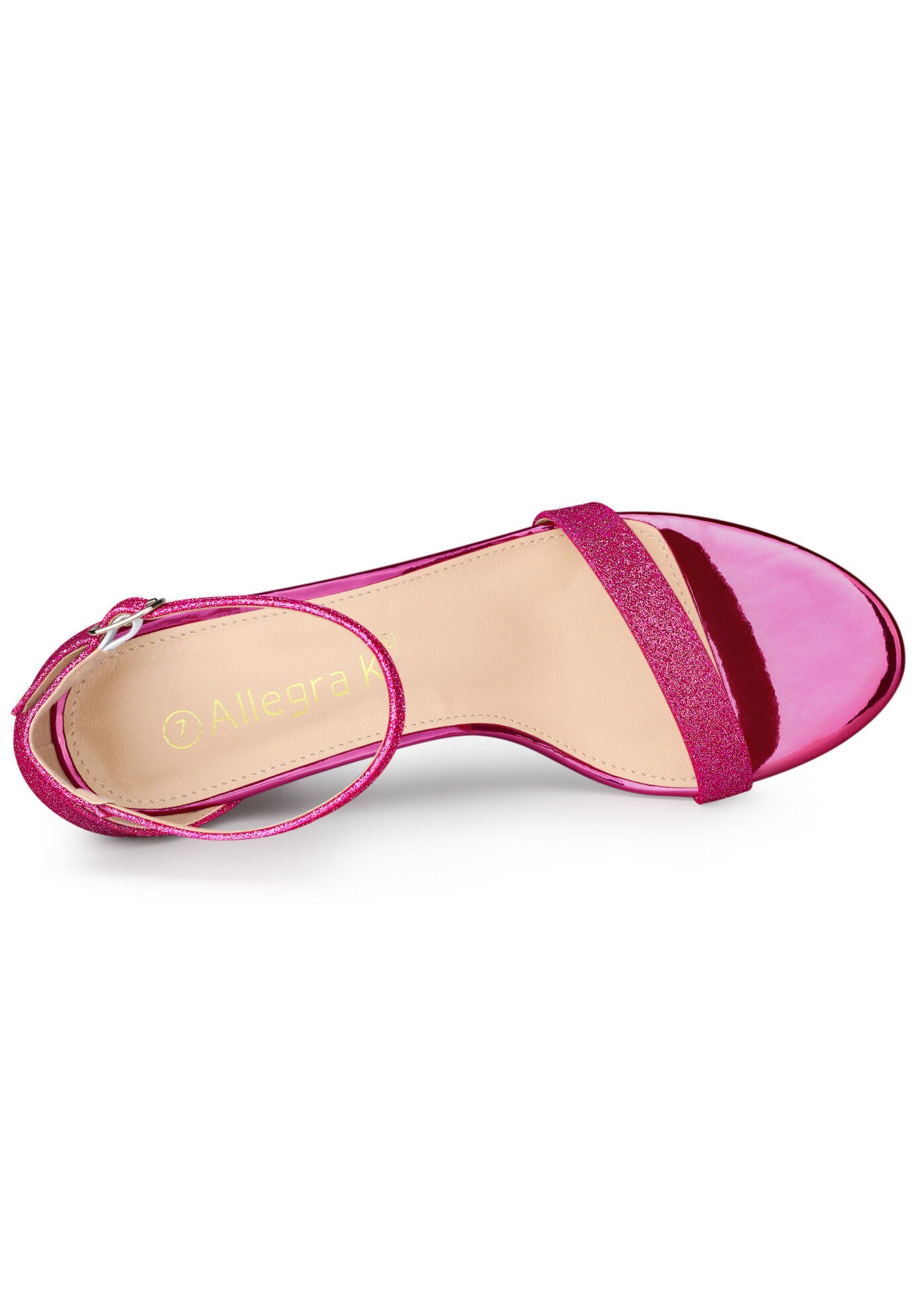 Glitter Ankle Strap Chunky Heels Sandals, Hot Pink / Pink, alternate image number 3