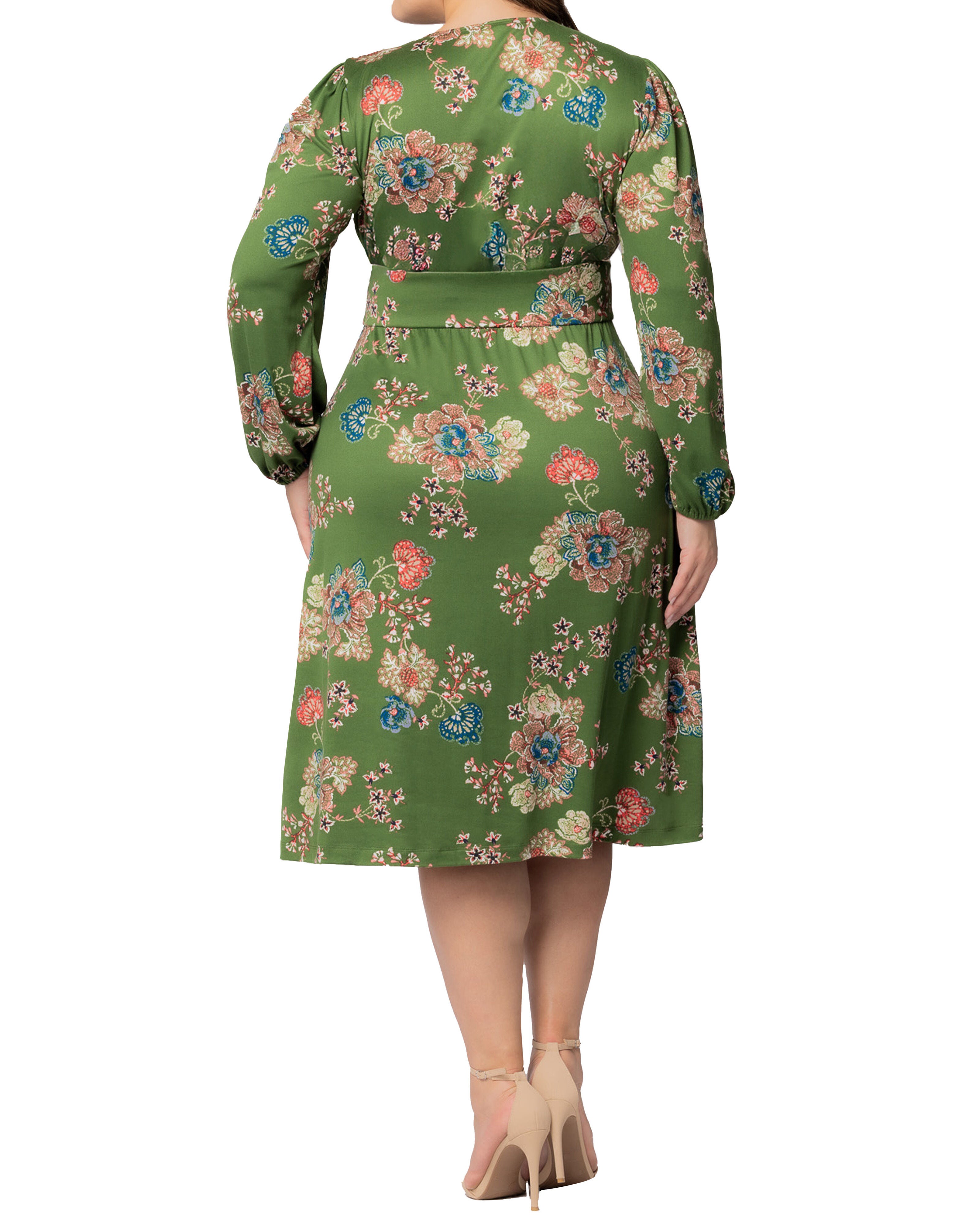 Diana Long Sleeve Dress, OLIVE FLORAL PRINT / Olive Green, alternate image number 1
