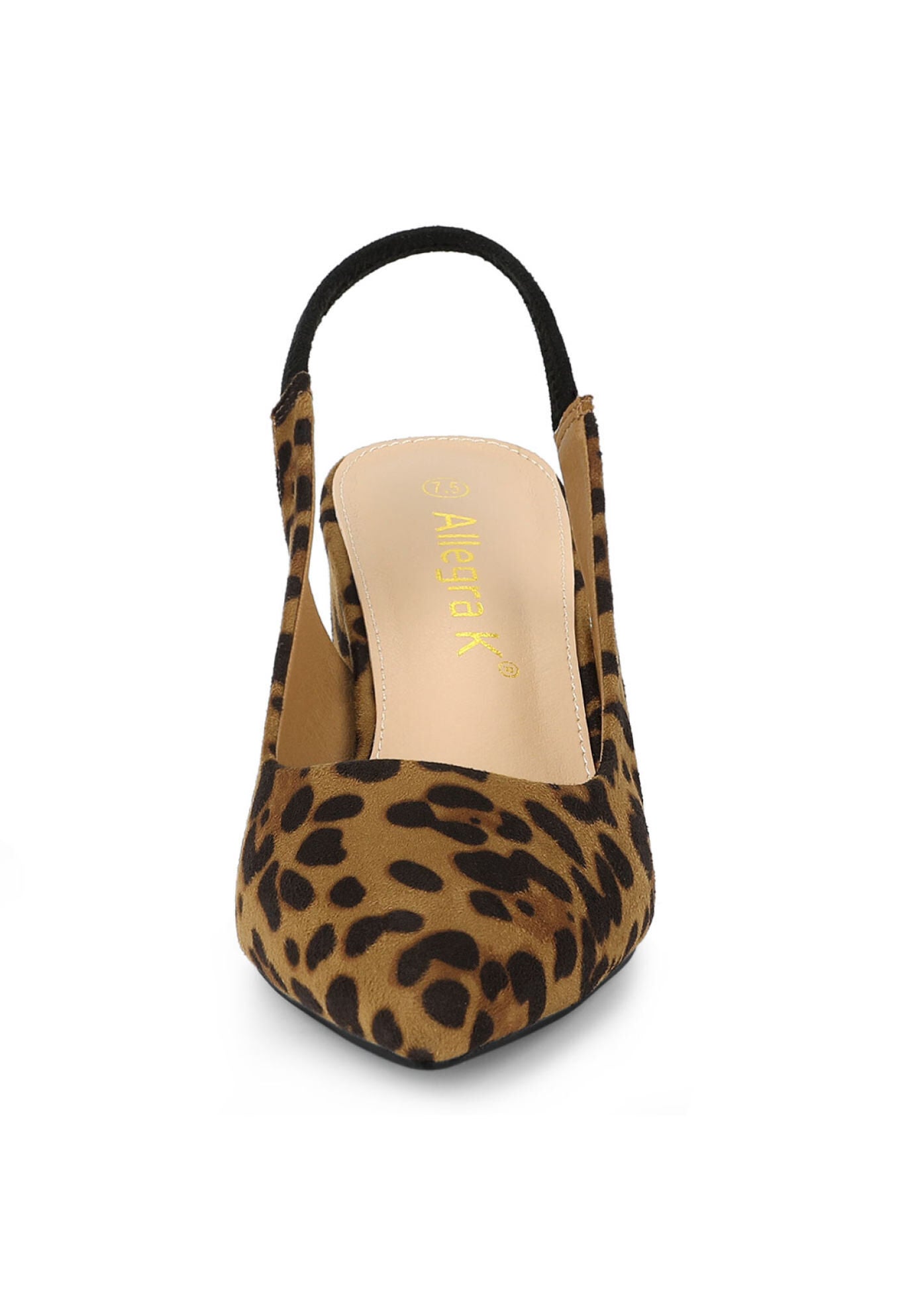 Pointed Toe Block Heel Pumps Slingback Heels, Leopard / Brown, alternate image number 1