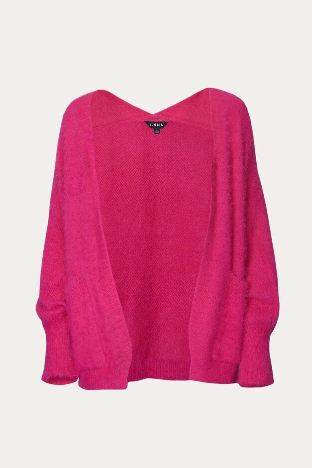 SOLID LONG SLEEVE CARDIGAN IN HOT PINK, Hot Pink / Pink, hi-res image number 0