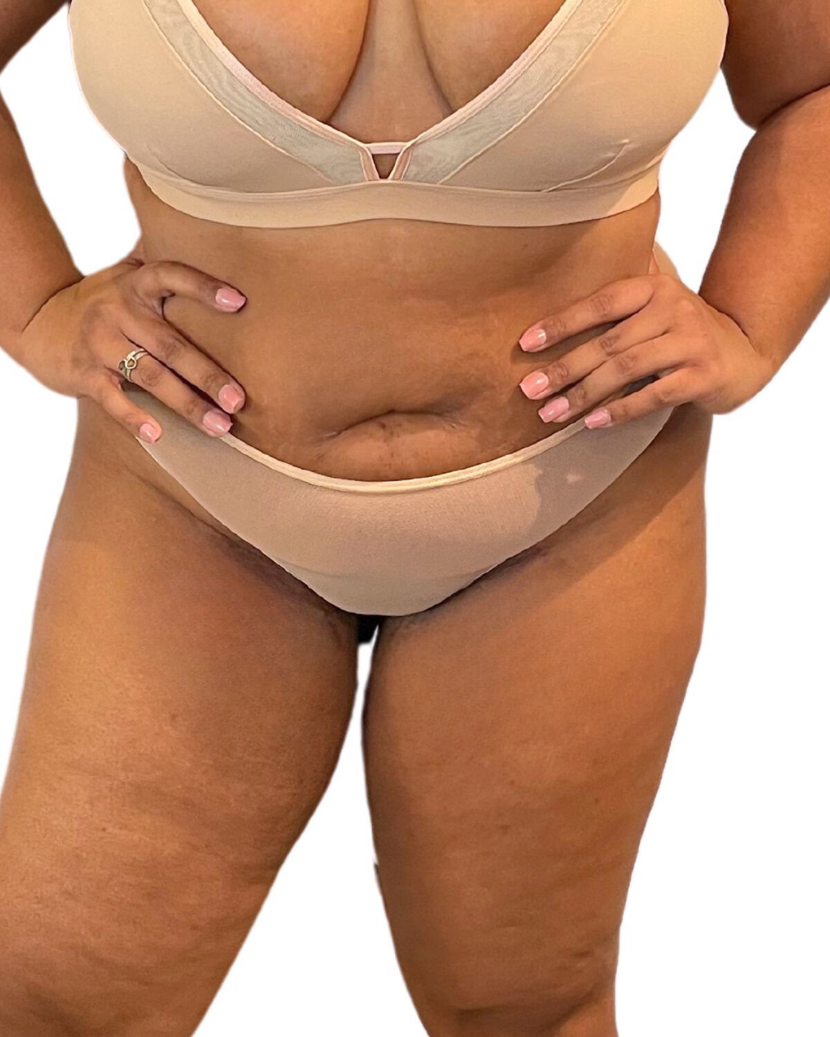 Nude Shade Mesh Sheer Stretch Thong, Honey / Ivory, hi-res image number 0