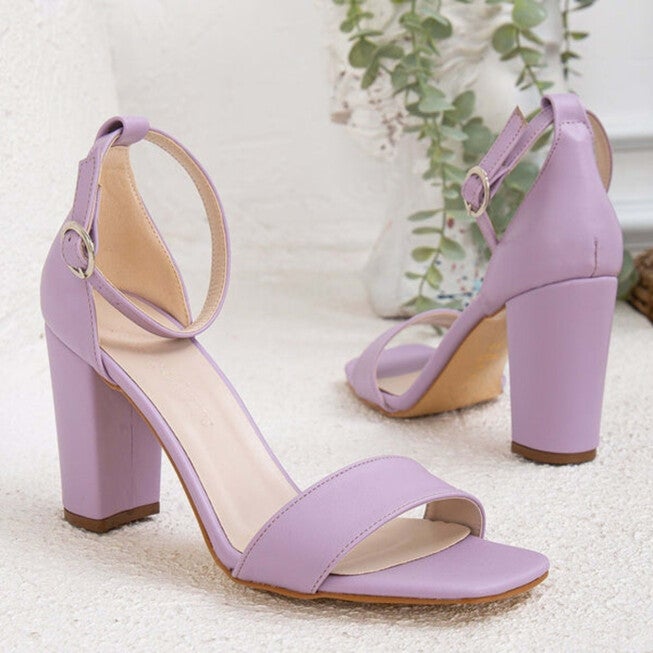JESS - LAVENDER OPEN TOE BLOCK HEELS, LAVENDER / Purple, alternate image number 1