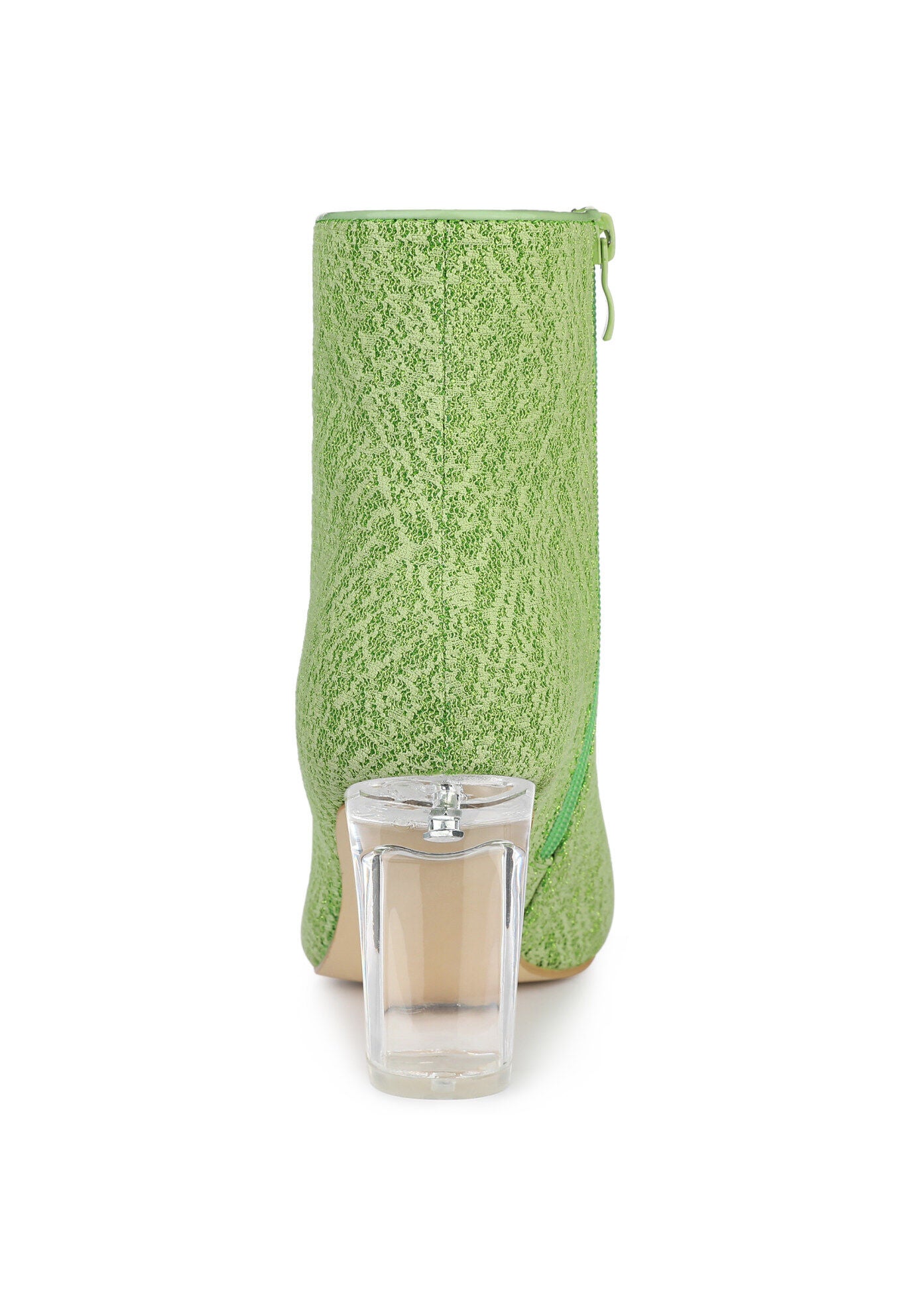 CLEAR BLOCK HEEL GLITTER PARTY BOOTS, Green / Sage Green, alternate image number 2