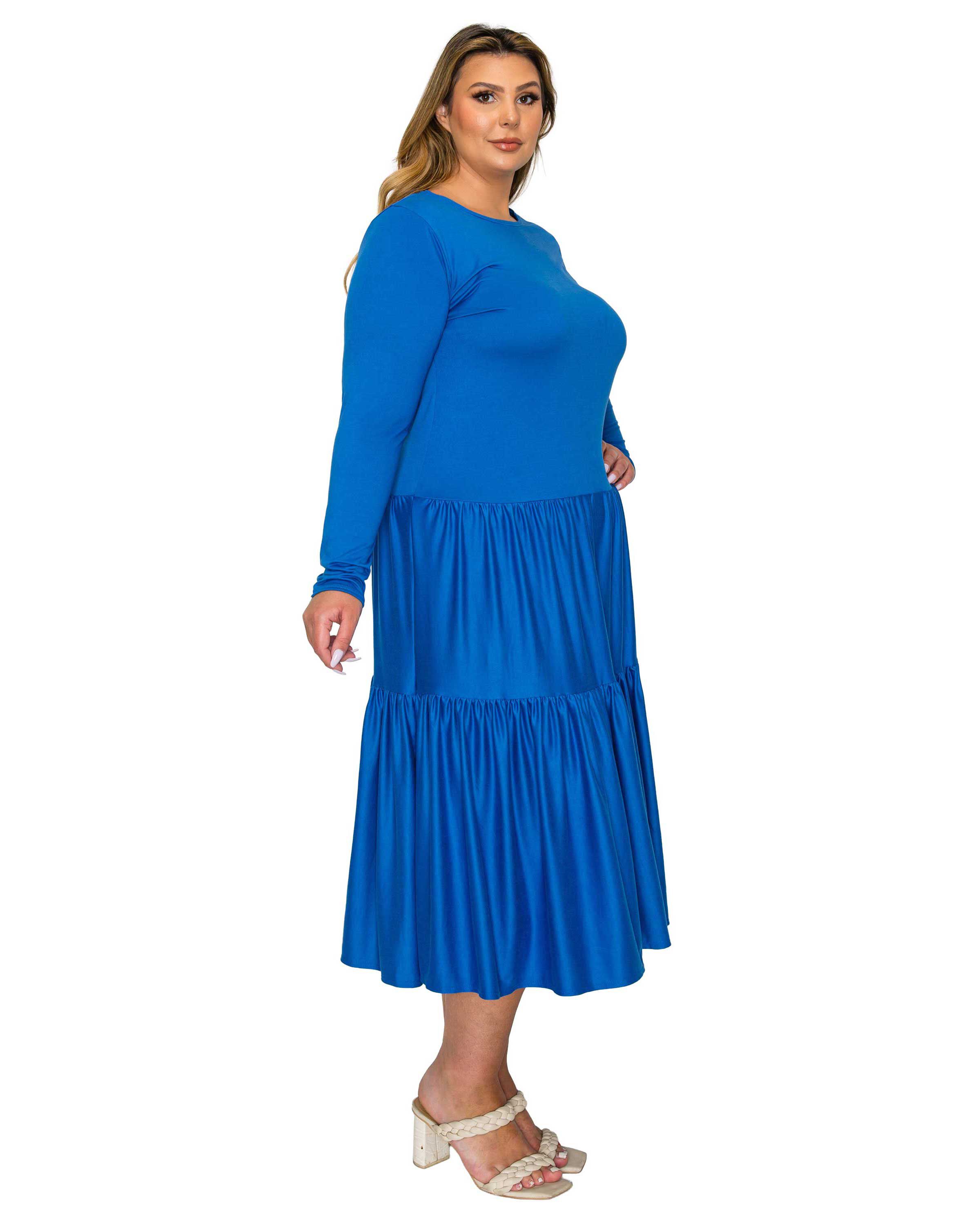 Eliana Tiered Midi Dress, Royal / Royal Blue, alternate image number 1