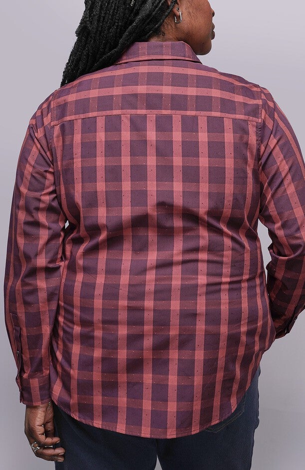 The Essential Long Sleeve Button Up, MERLOTCINNAMON / Burgundy, alternate image number 2