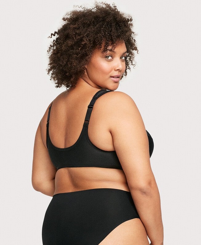 WonderWire Front-Closure Bra, Black / Black, alternate image number 2