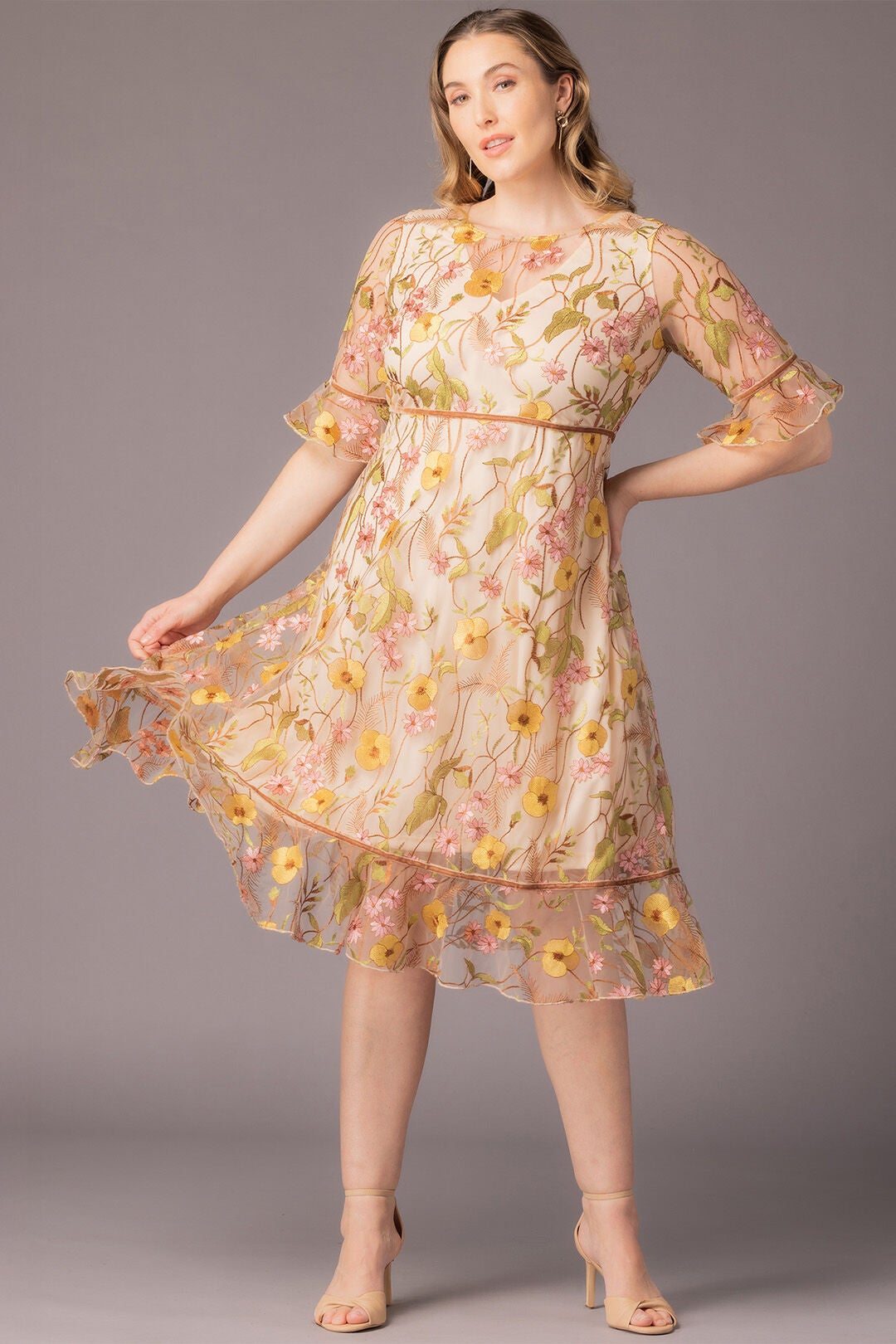 Wildflower Embroidered Dress, Sunkissed Garden / Ivory, alternate image number 4