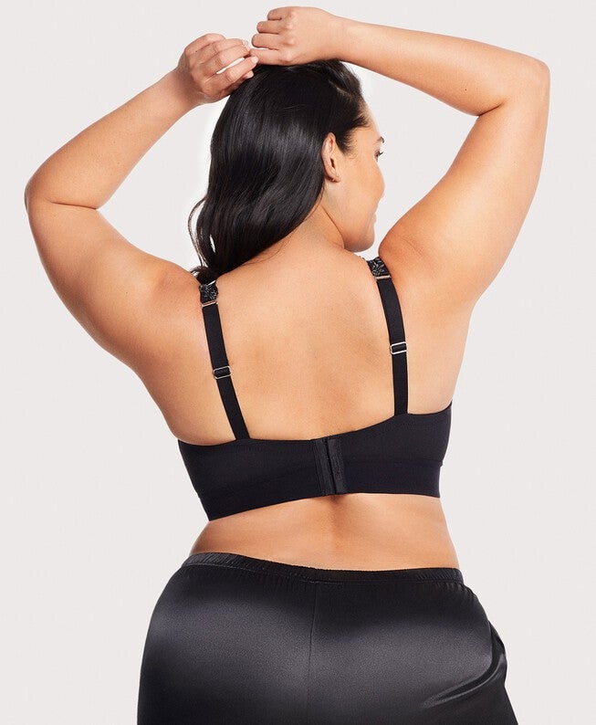 Bramour Lexington Lace Plunge Bralette, Black / Black, alternate image number 2