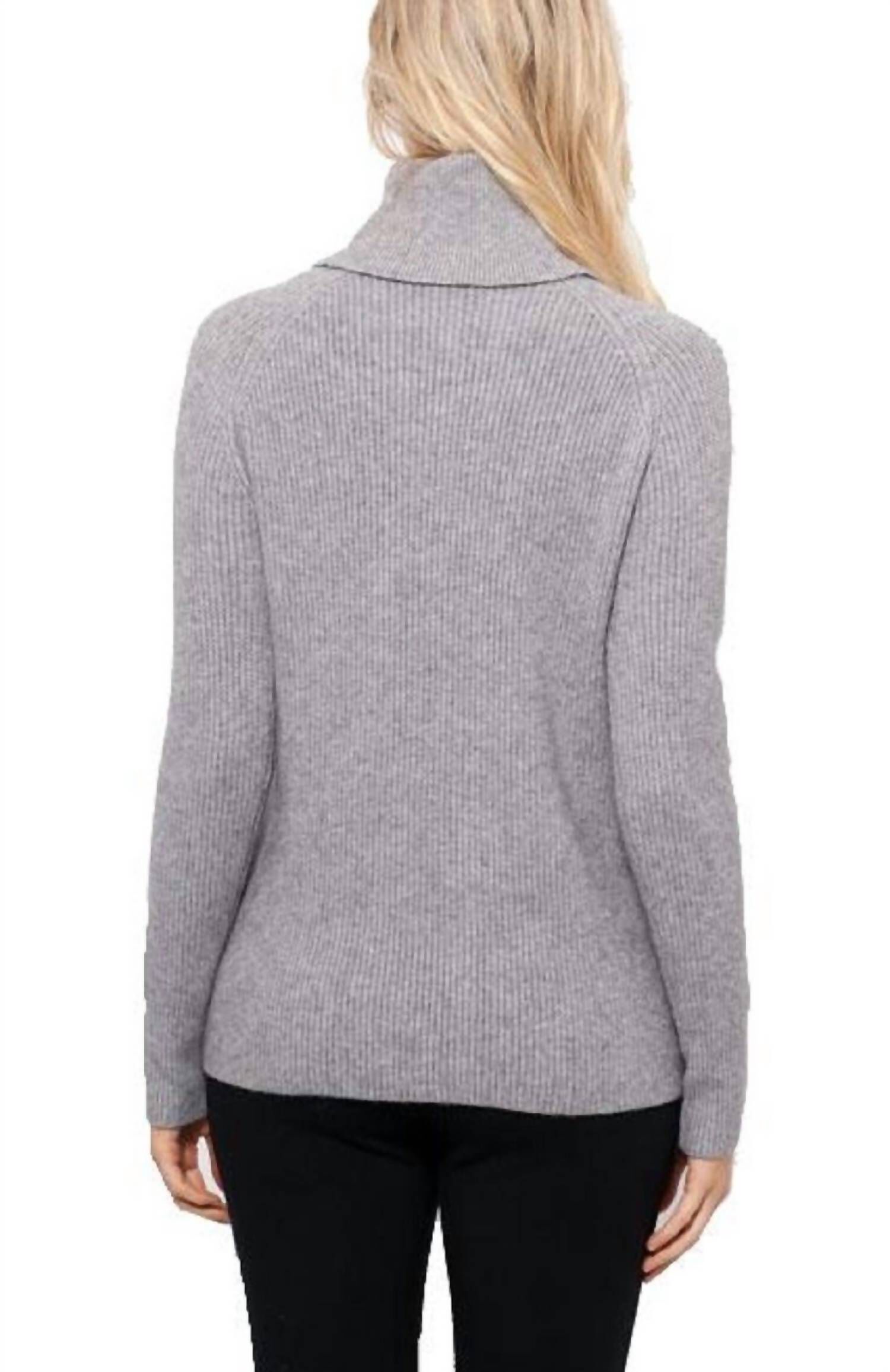 JULIETTA TURTLENECK SWEATER IN GREY, Grey / Charcoal Grey, alternate image number 1