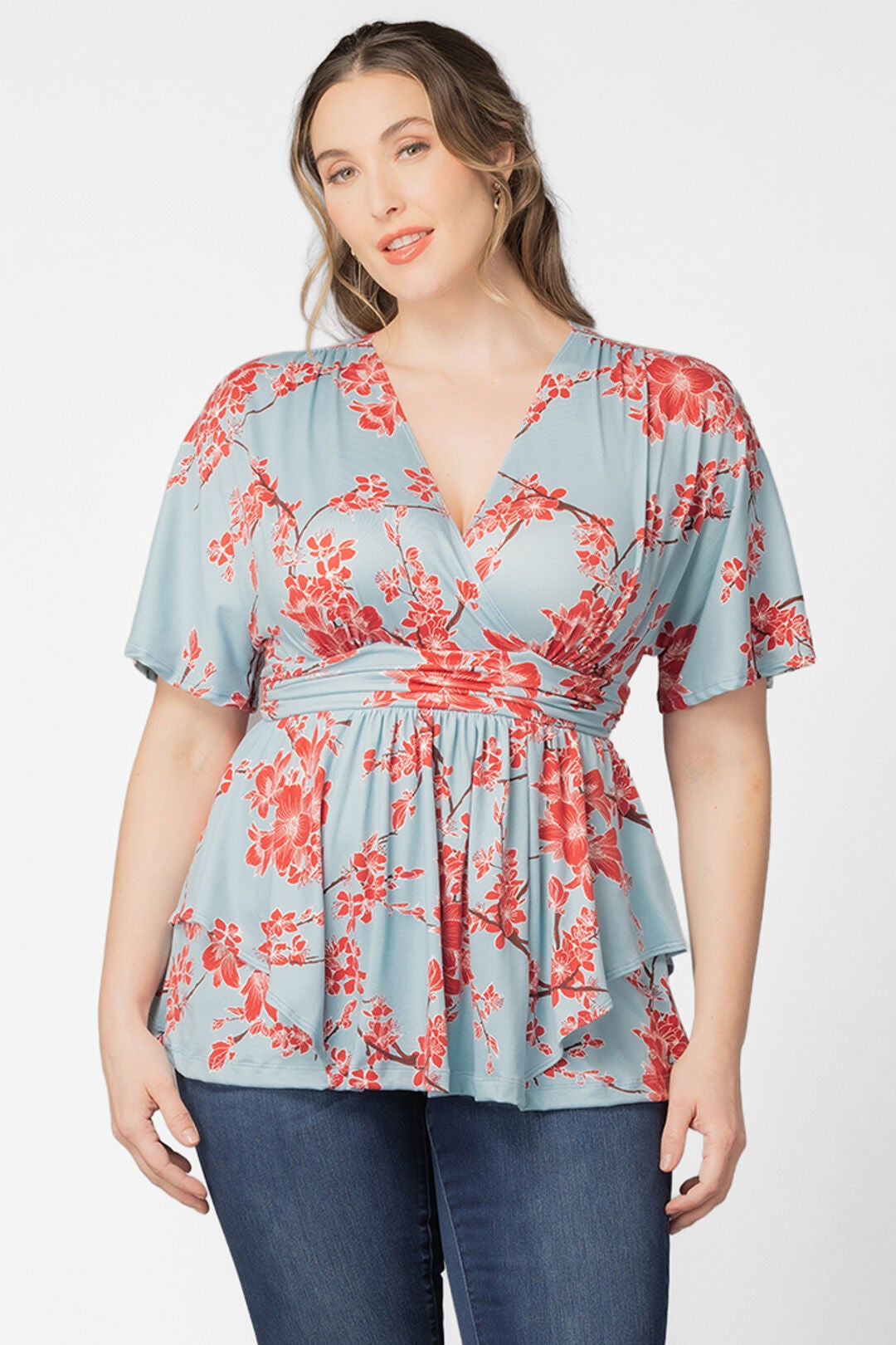 Encore Print Top, Cherry Blossom Print / Azure Blue, alternate image number 2