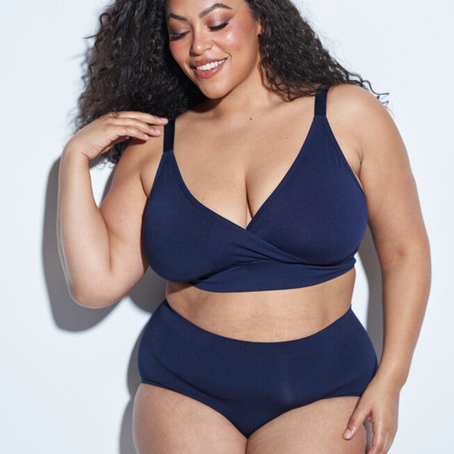 CROSS FRONT T-SHIRT BRA, Midnight Navy / Navy, hi-res image number null