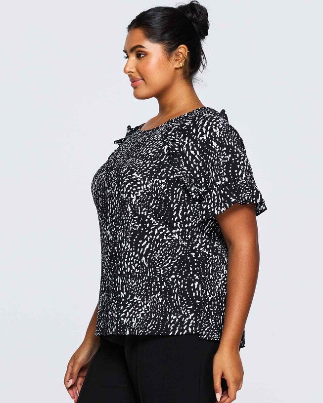 Speckle Spot Short Sleeve Top, , alternate image number null