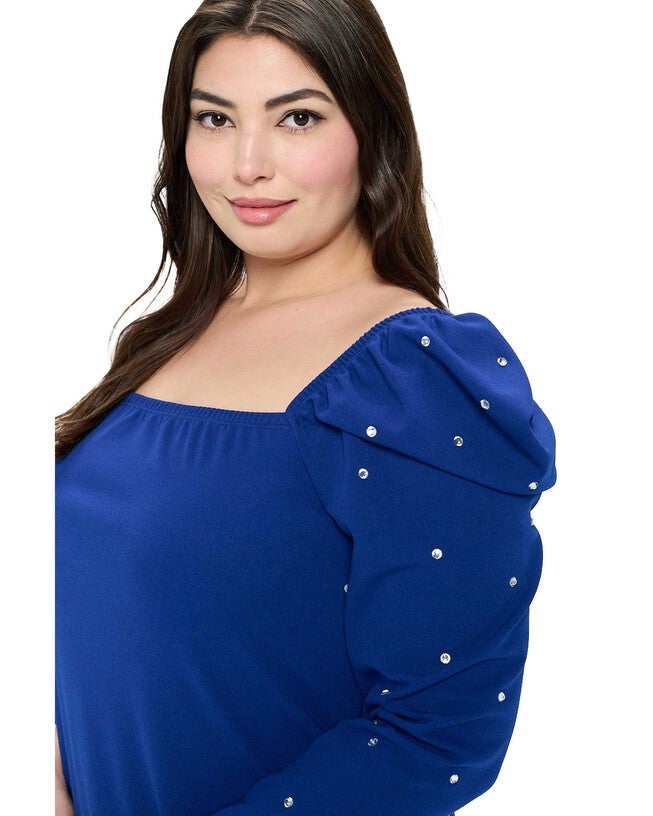 EVANGELINE RHINESTONE SLEEVE DRESS, , alternate image number null