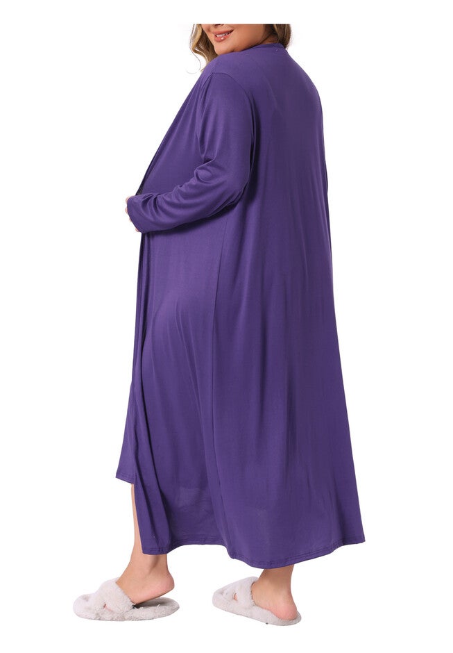 2 Piece Spaghetti Straps Nightgown with Robes Set, Purple / Purple, alternate image number 3