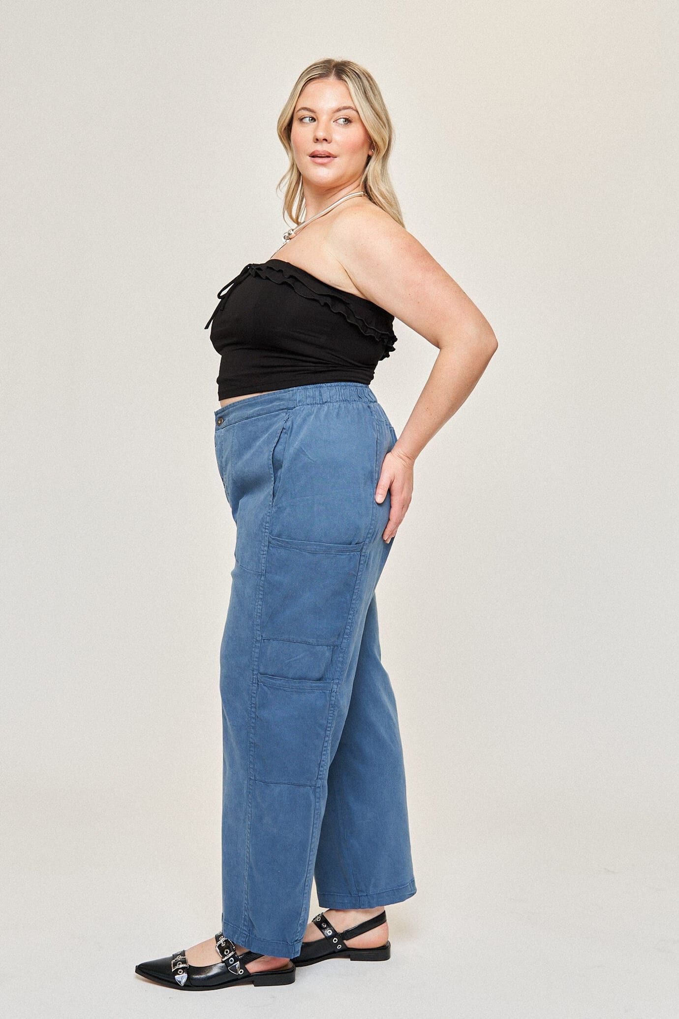 Tara Cotton Tencel Cargo Pant, Slate Blue / Dusty Blue, alternate image number 1